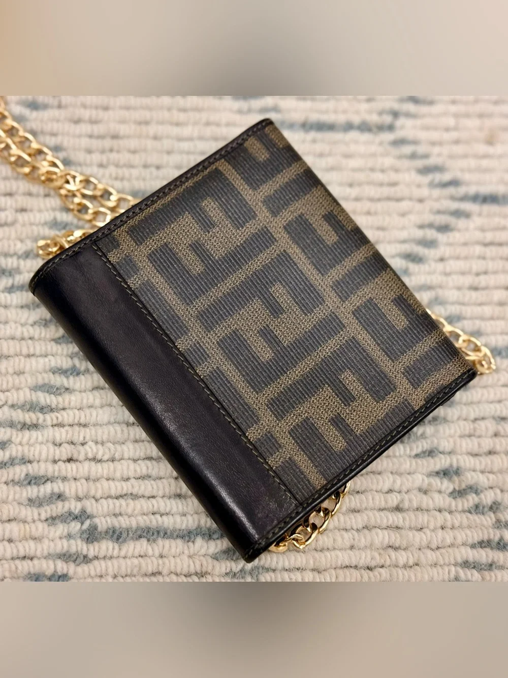 FENDI Vintage Rare 90’s Iconic Zucca Monogram Brown Canvas Leather W/ Crossbody